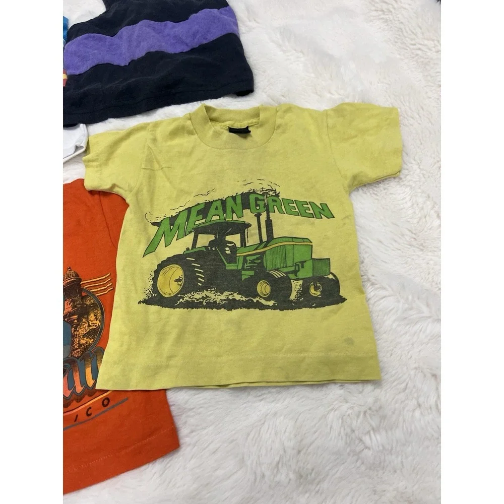 Vintage Baby Toddler Single Stitch Travel T Shirts Tractor Clothing Lot